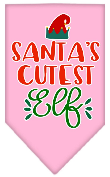 Santa's Cutest Elf Screen Print Bandana Light Pink Large